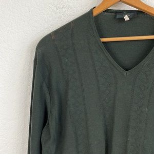 Zanone V Neck Argyle Perforated Knit Pop Over Sweater